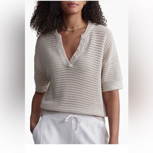 NWT Varley Callie Sheer Knit Cotton Top Peyote Medium